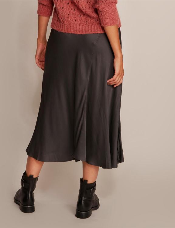 Satin Midi Skirt In Grey - Gris