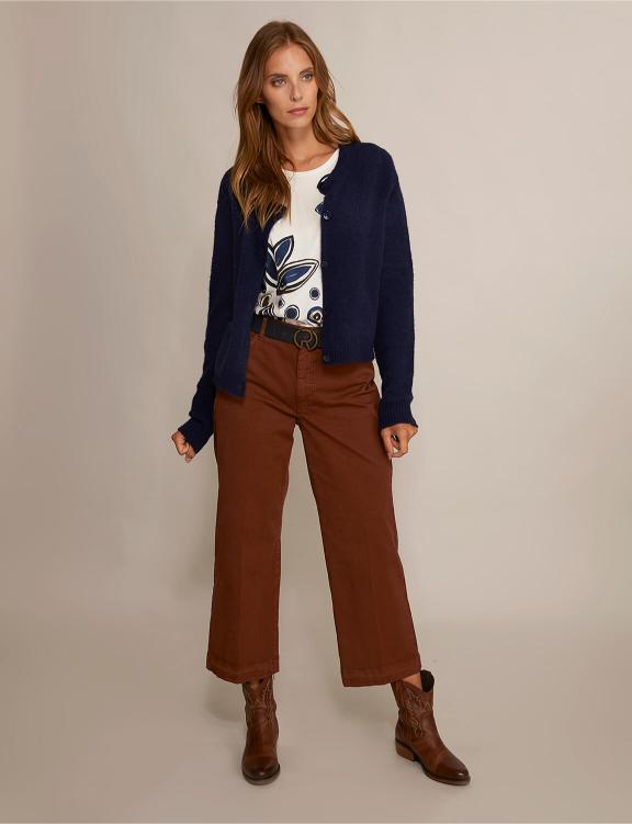 Wide Cotton Cropped Pants In Brown - Marron