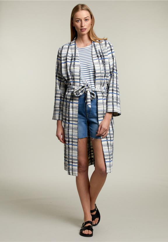 Multicolor Checked Kimono - Bleu