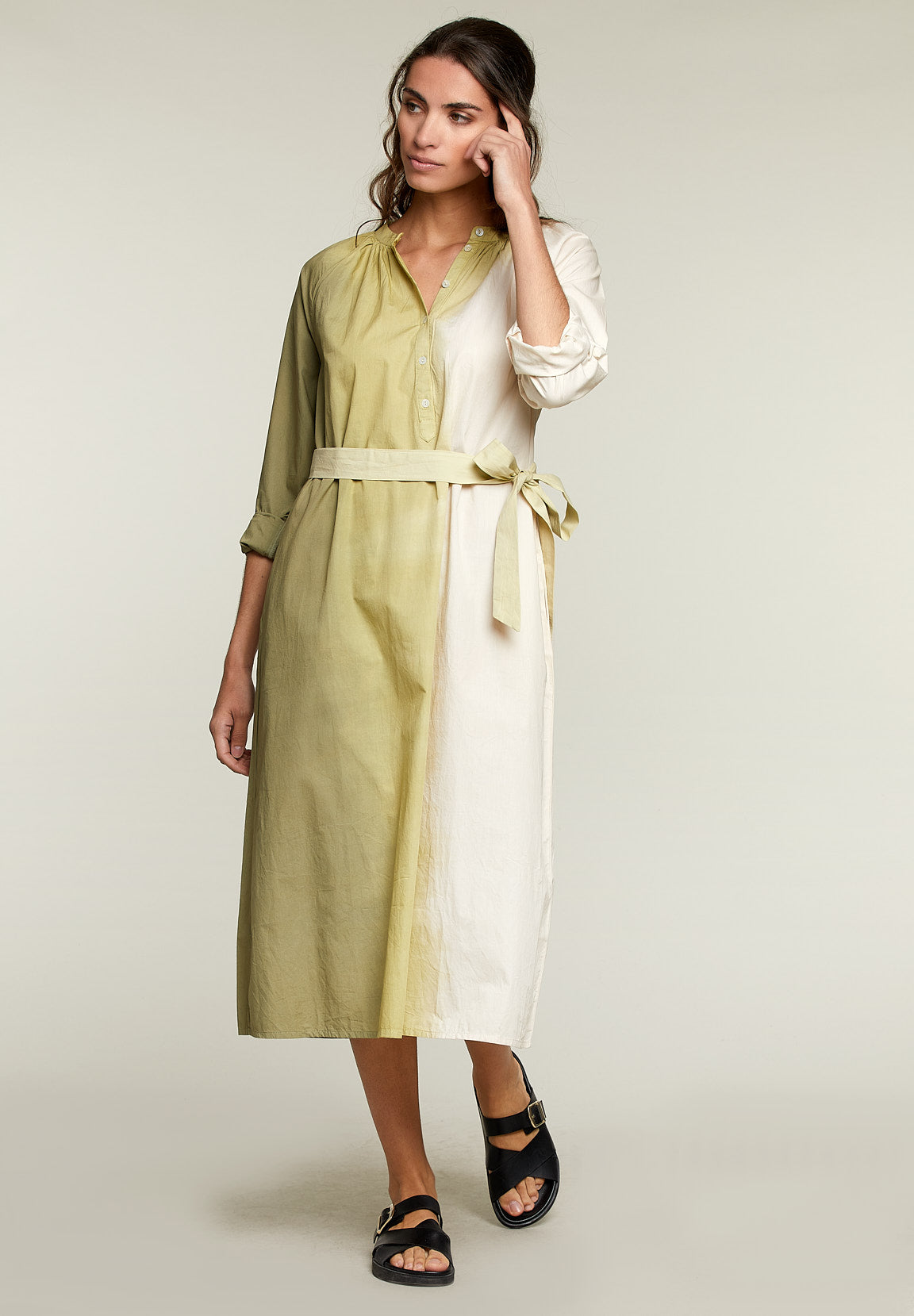 Long Green Tie & Dye Dress - Green - W