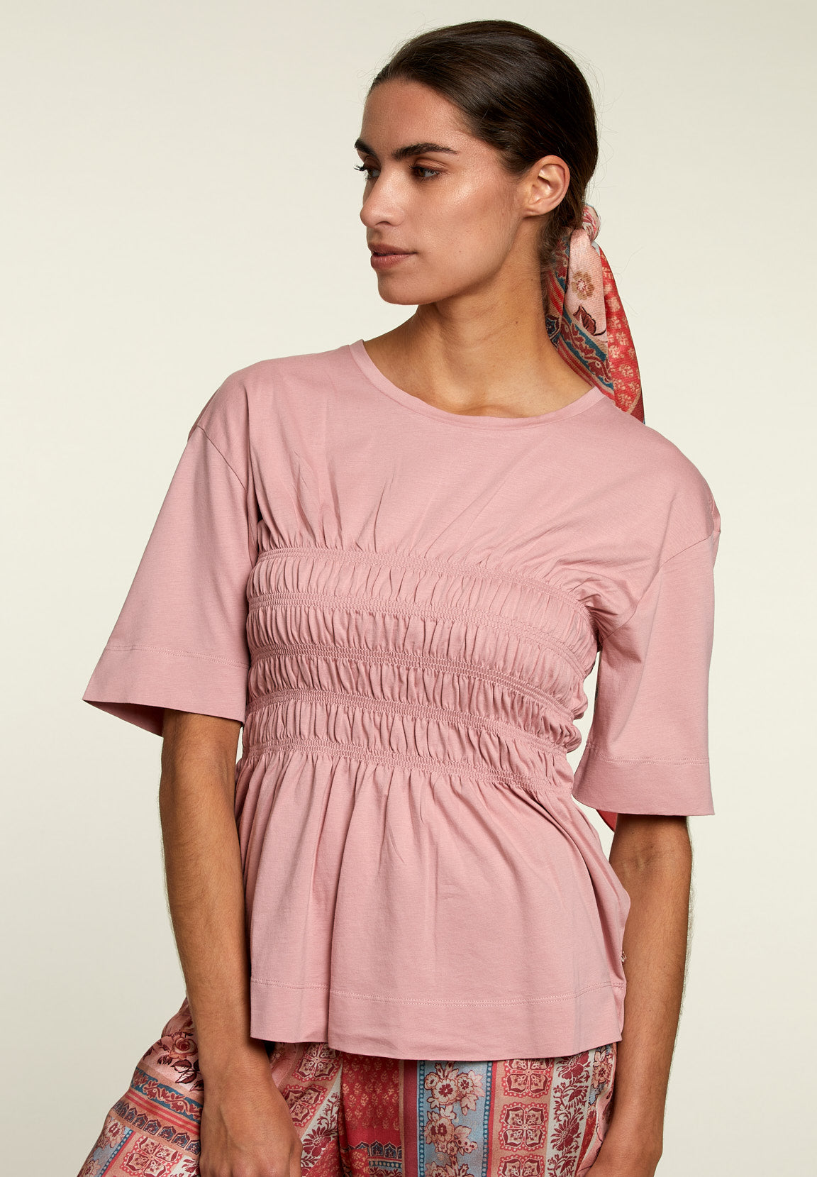 T-shirt en coton à manches courtes rose - Rose