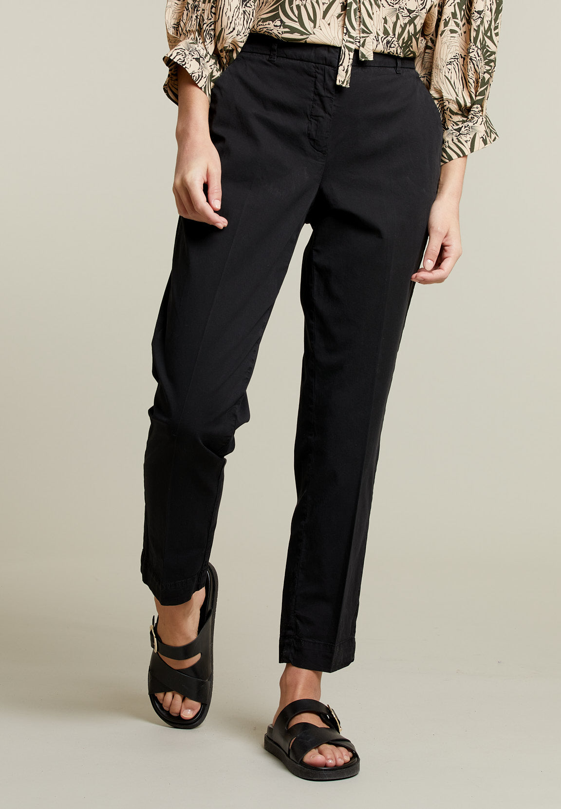 Black Cotton Chino Pants - Black - W