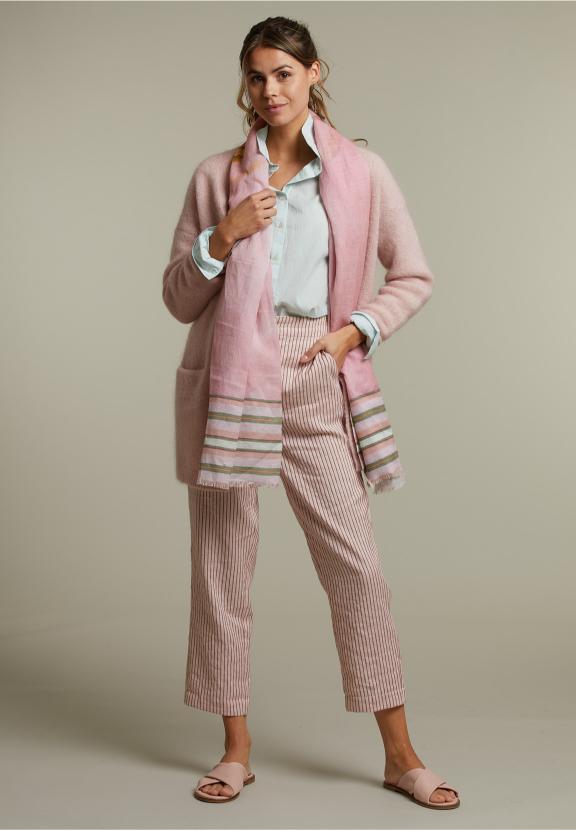 Multicolor Striped Pant - Rose