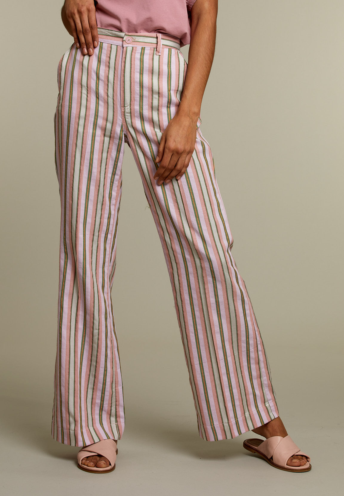 Striped Straight Pants - Multi - W