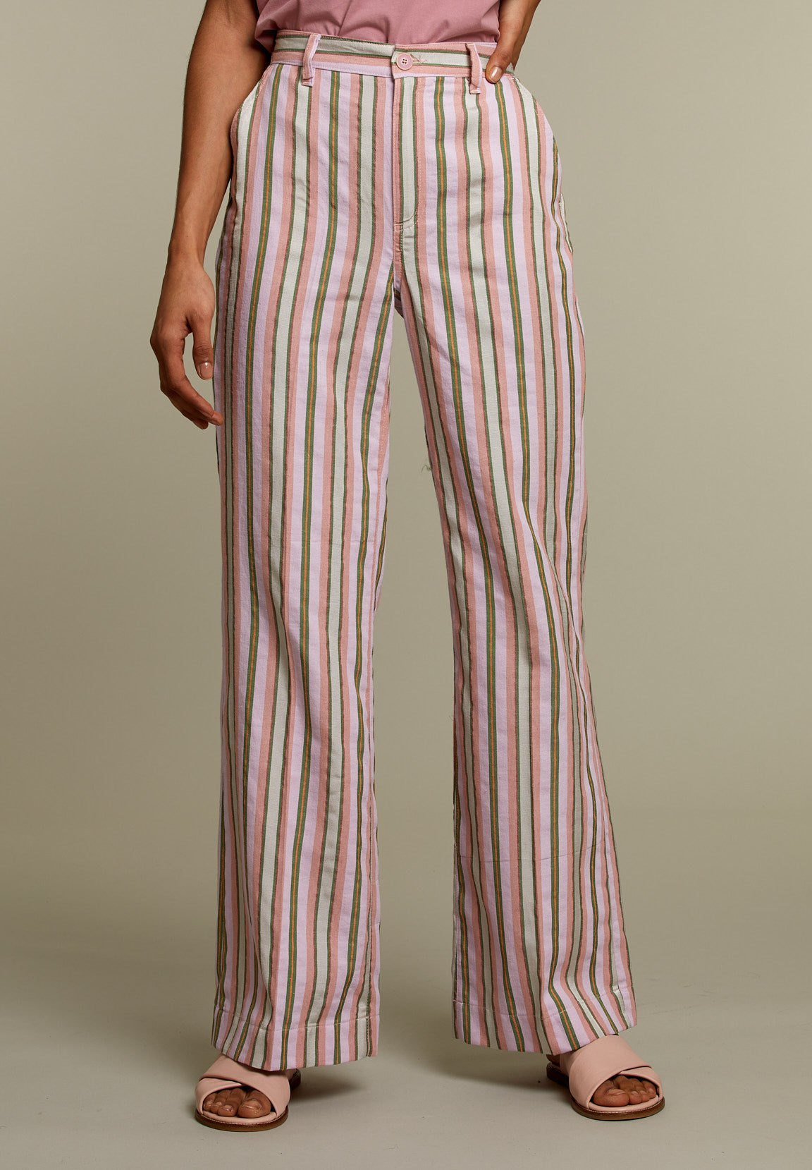 Striped Straight Pants - Multi - W