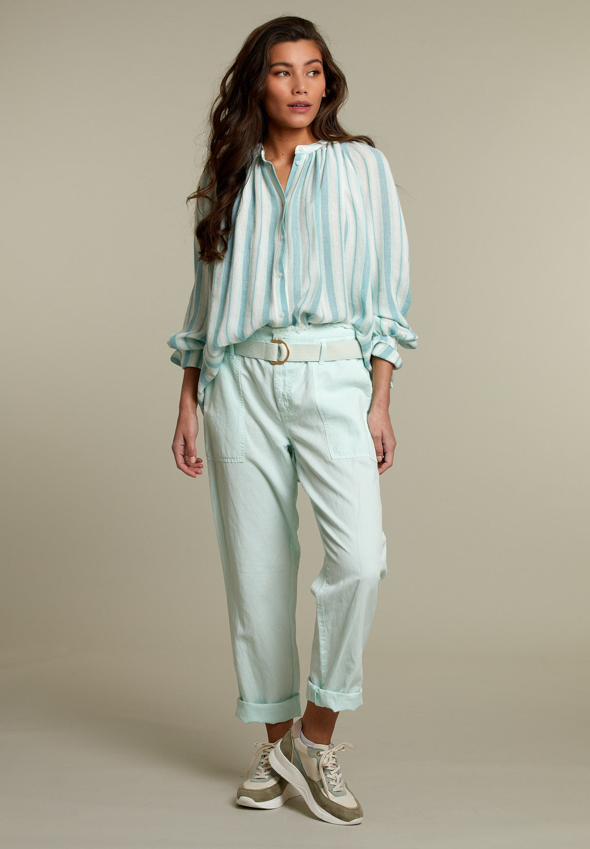 Green High Waist Pants - Green - W