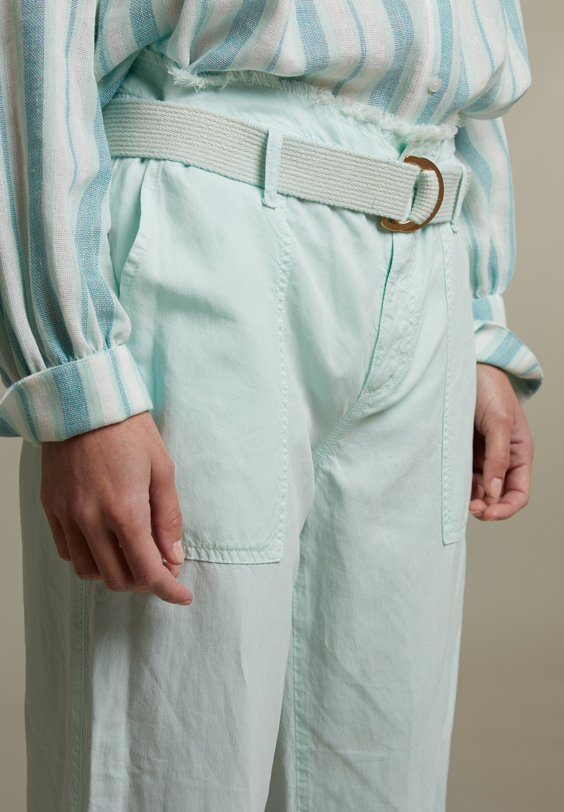 Green High Waist Pants - Green - W