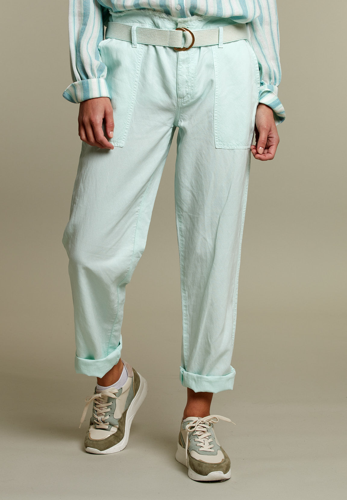 Green High Waist Pants - Green - W