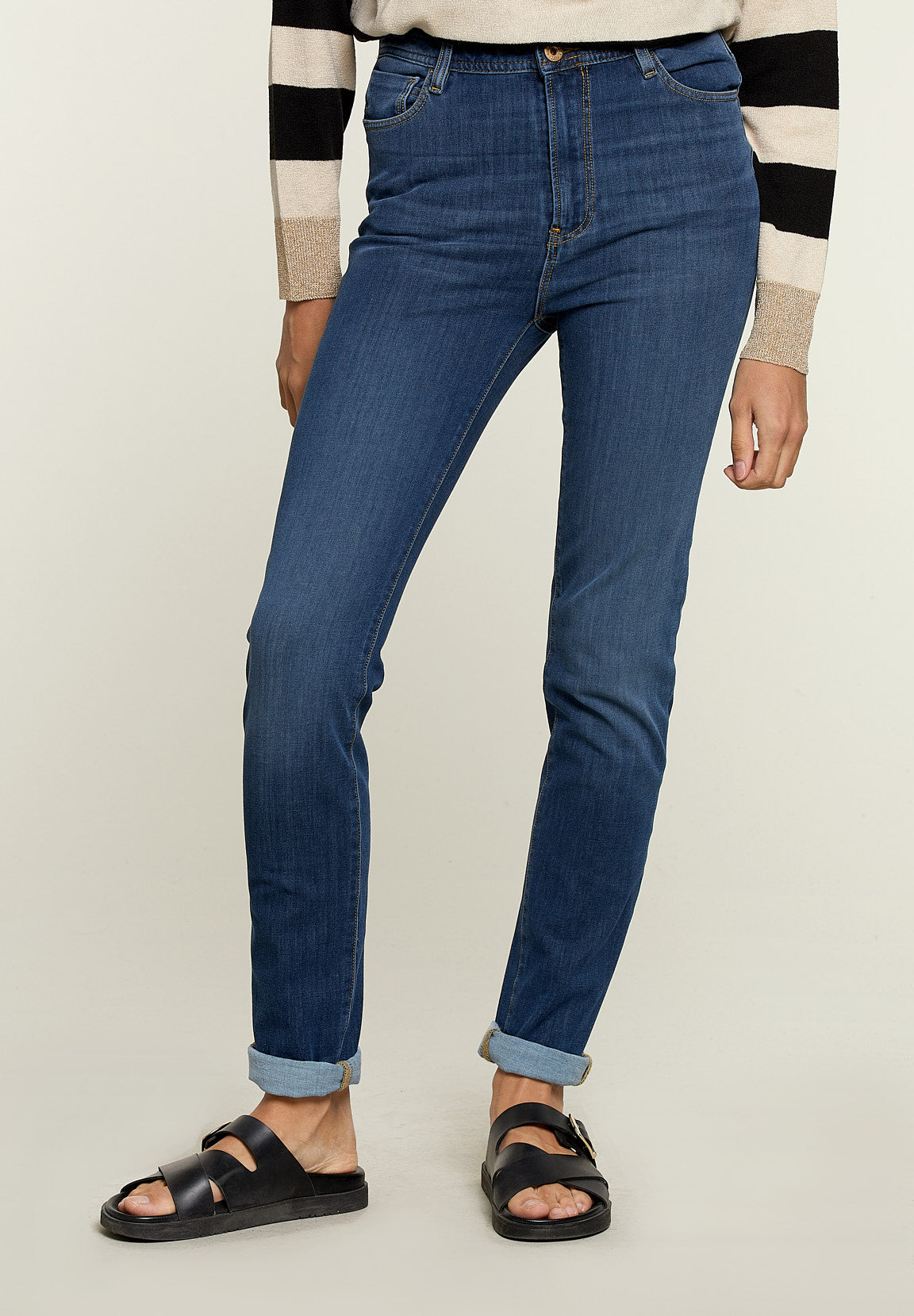 Blue Classic Fitted Jeans - Denim