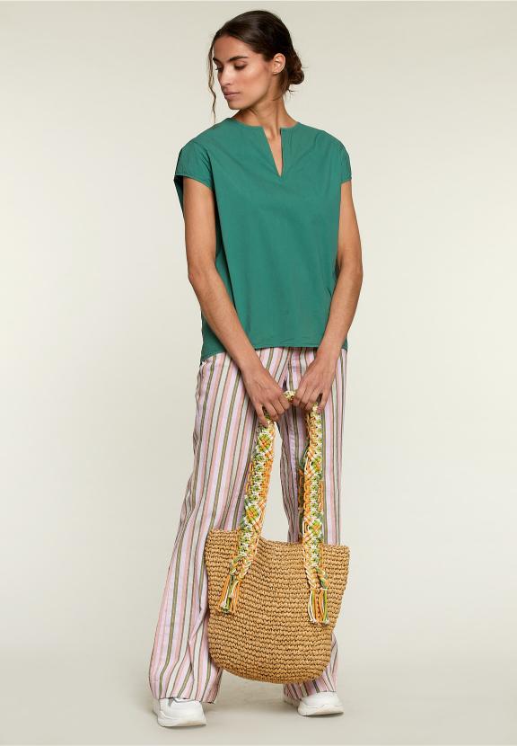 Green Loose Cap Sleeves Shirt - Vert