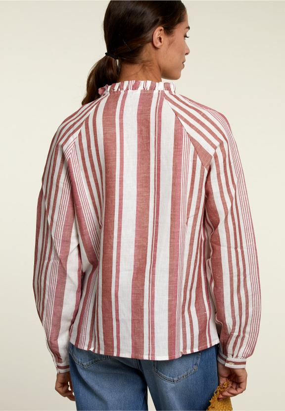 Red/White Striped Shirt With Tassels - Rose