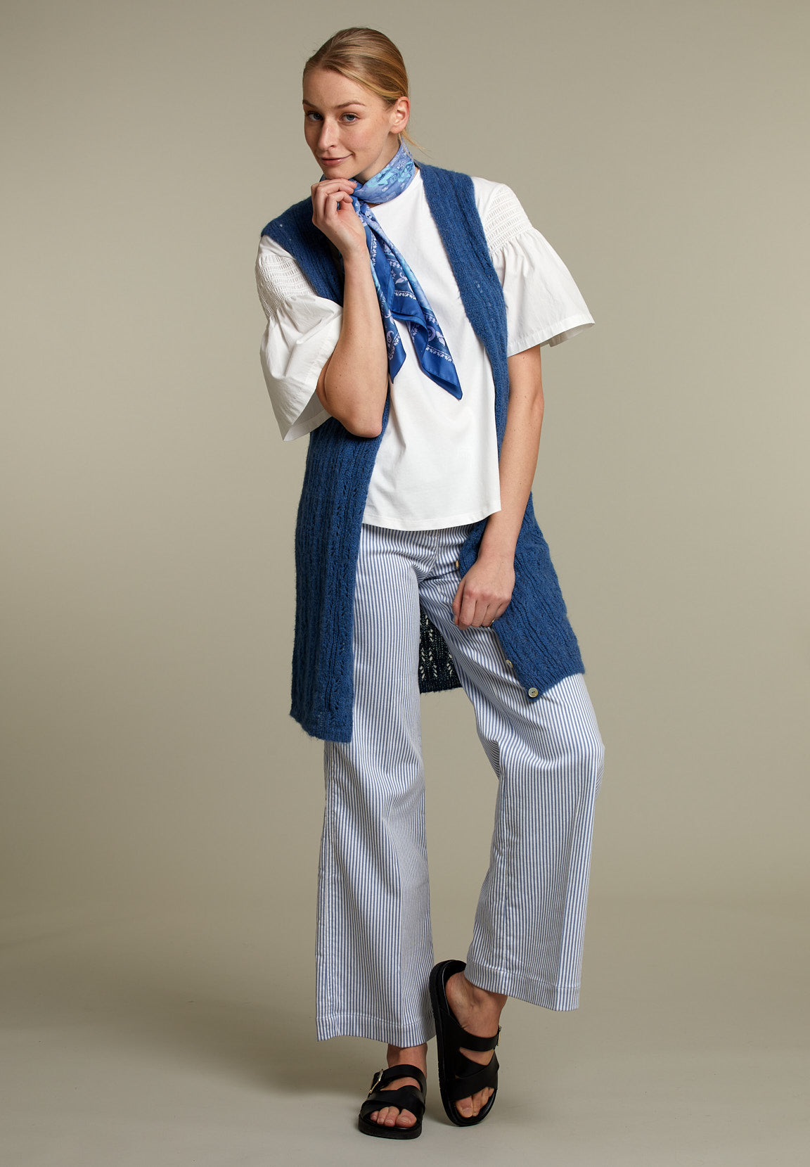 Blue Long Ajour Spencer - Blue - W