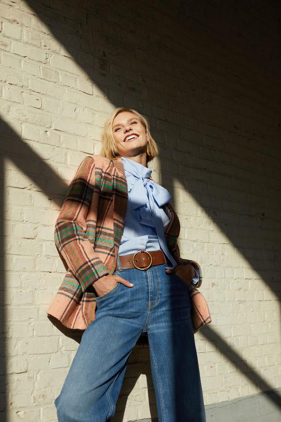 Multi Checked Blazer 4 Buttons - Multi