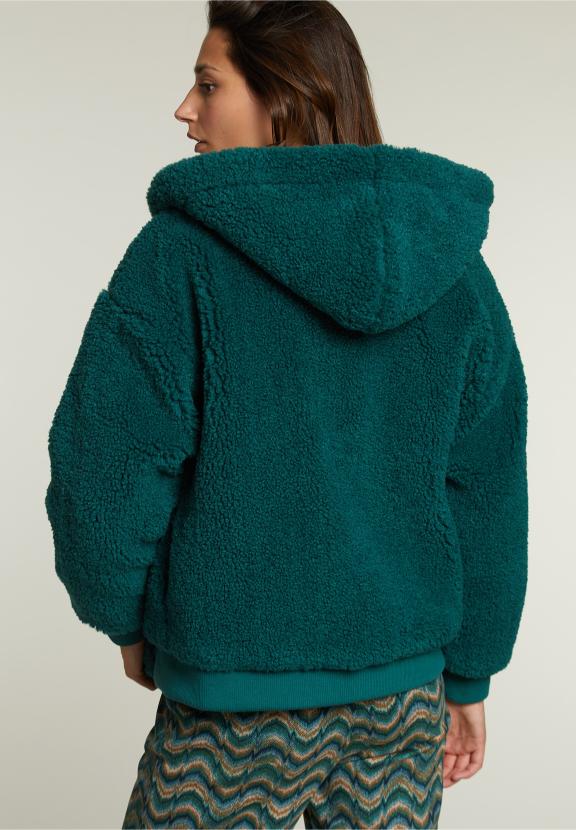 Green Oversized Hooded Bomber Jacket - Vert