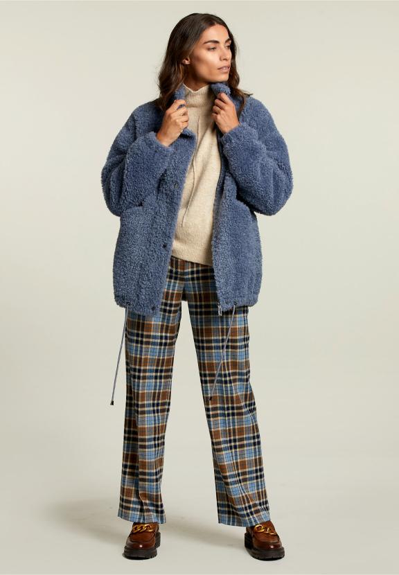 Denim Mock Neck Coat - Bleu