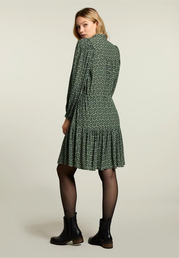 Robe Fantaisie Verte à Col en V - Marron - W