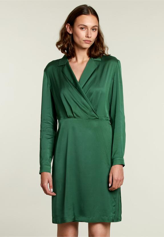 Green Uni V-Neck Dress - Vert
