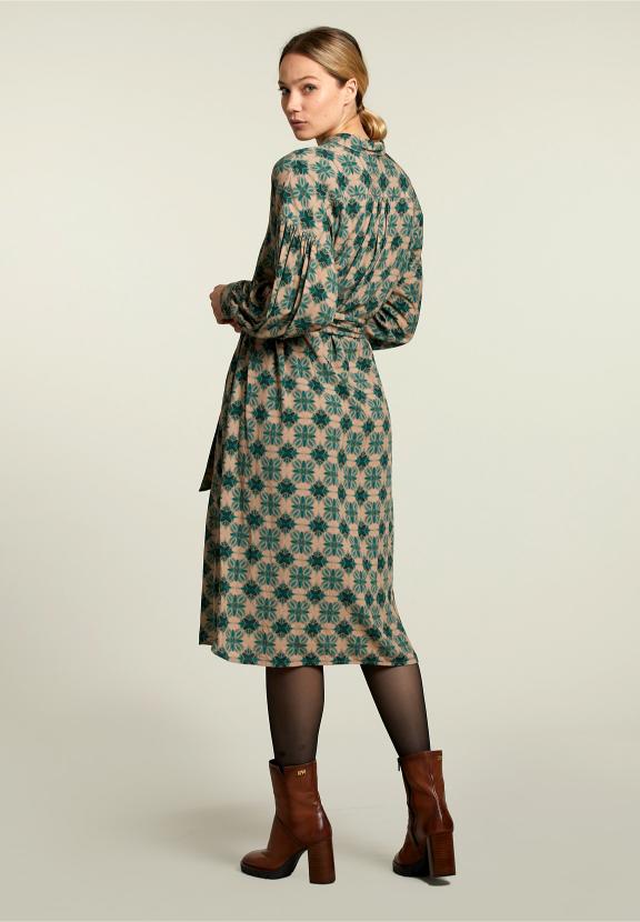 Multi Fantasy Balloon Sleeves Dress - Vert