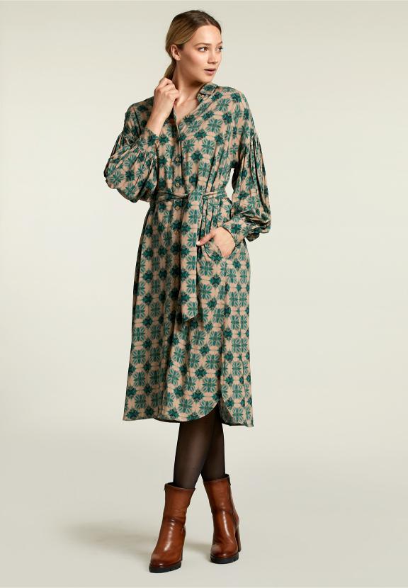 Multi Fantasy Balloon Sleeves Dress - Vert