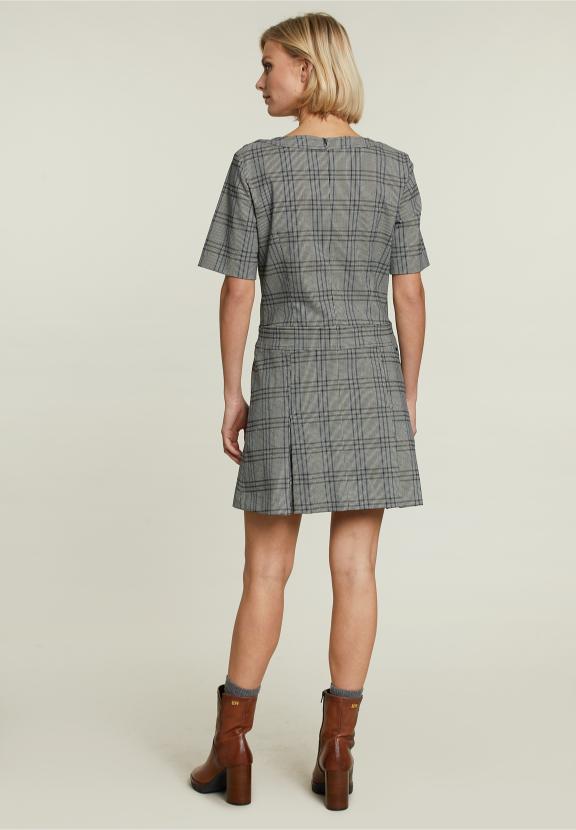 Grey Short Dress Applied Pockets - Noir