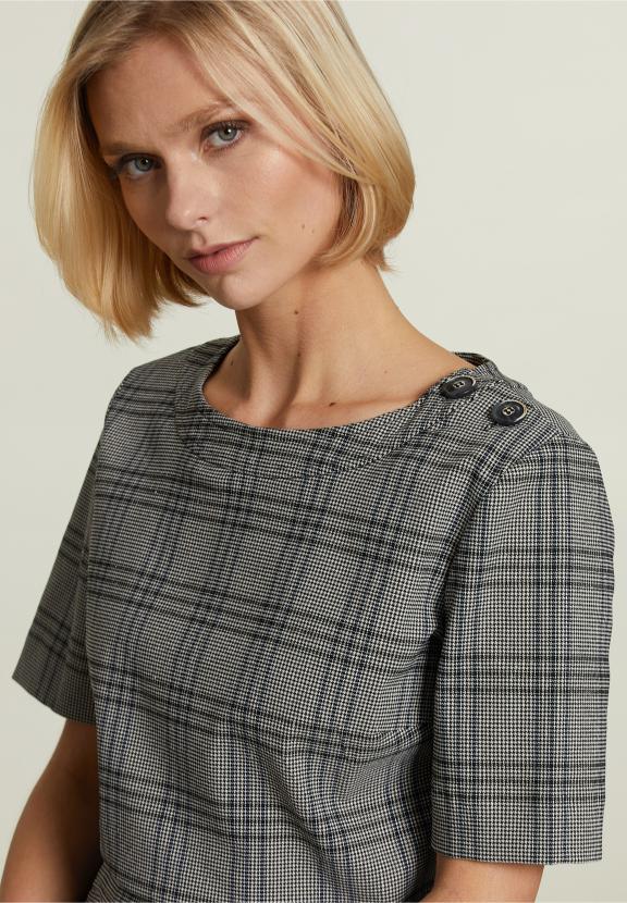 Grey Short Dress Applied Pockets - Noir