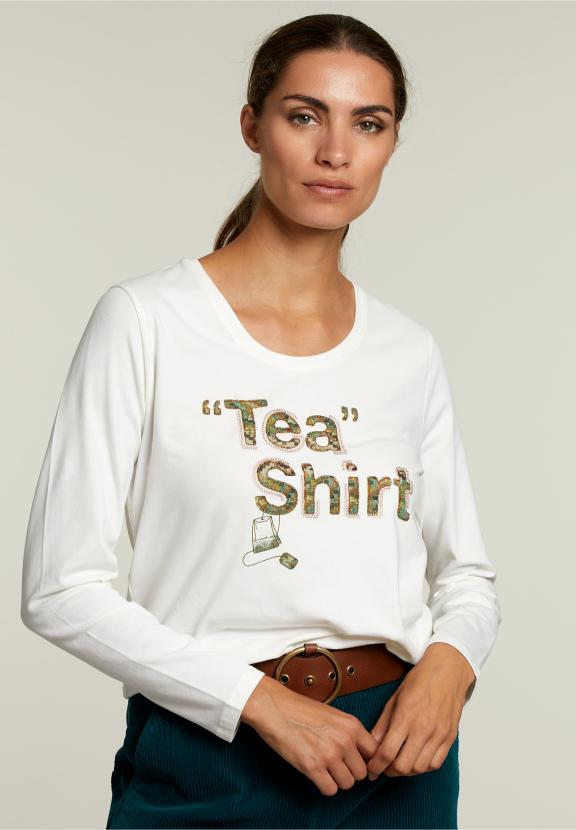 Ecru Crew Neck T-Shirt - Blanc