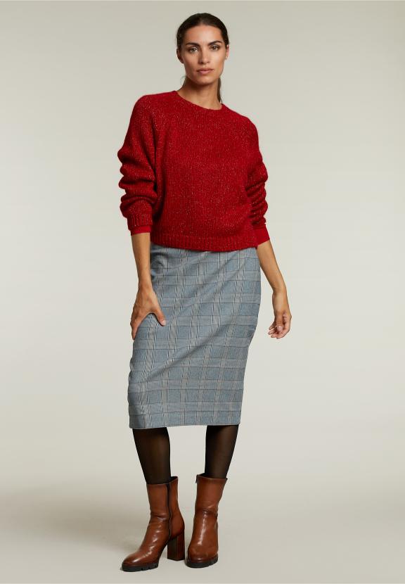 Multi Checked Midi Skirt - Bleu
