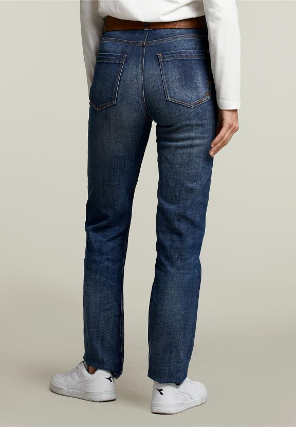 Jean droit taille haute en denim - W