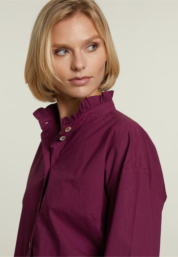 Purple Blouse Ruffle Collar - Violet