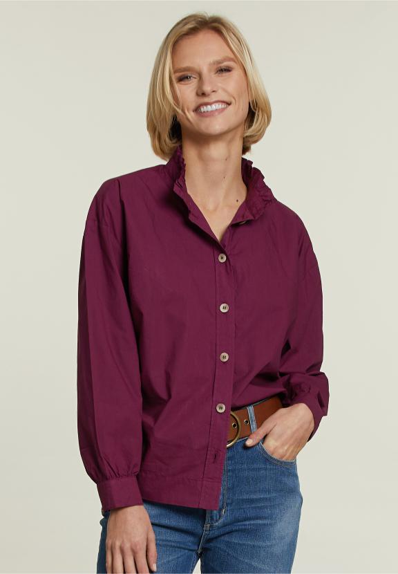 Blouse violette avec col à volants - W