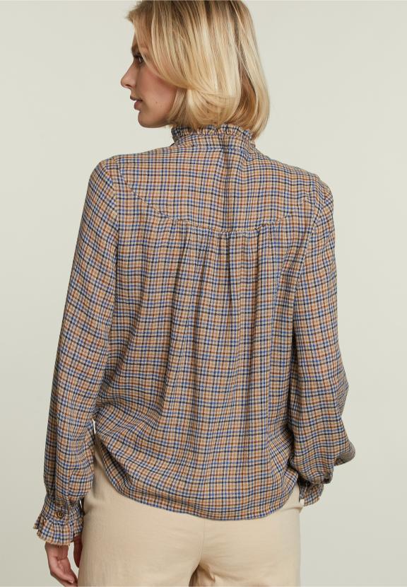 Chemise à motif col fantaisie vérifiée plusieurs fois - Marron - W