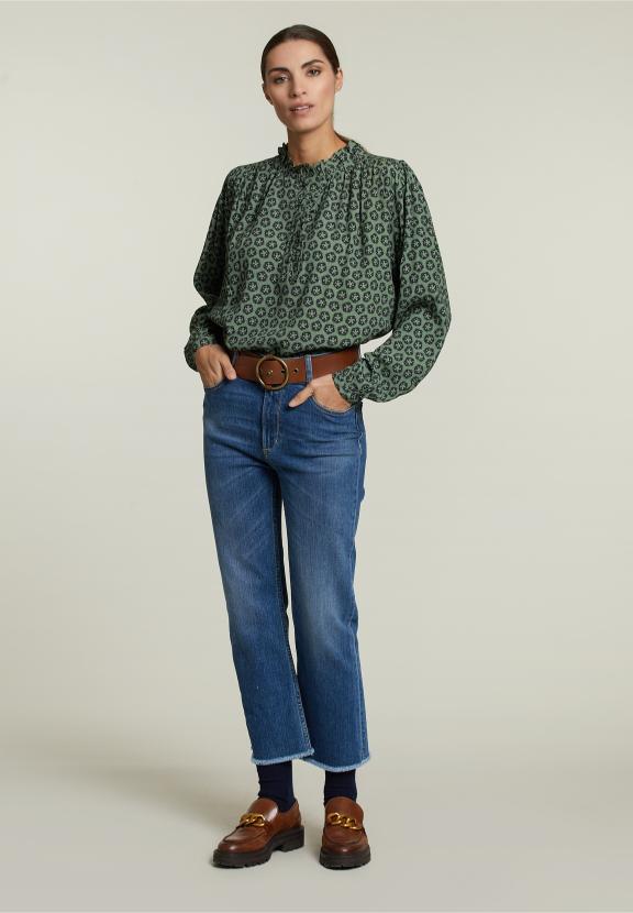 Blouse Multi-Fantaisie avec Manches Ballon - Marron - W