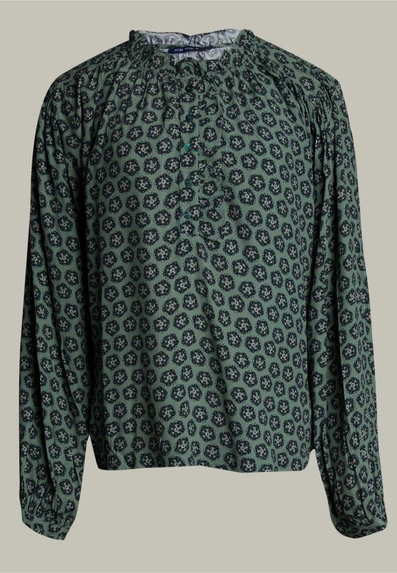 Blouse Multi-Fantaisie avec Manches Ballon - Marron - W