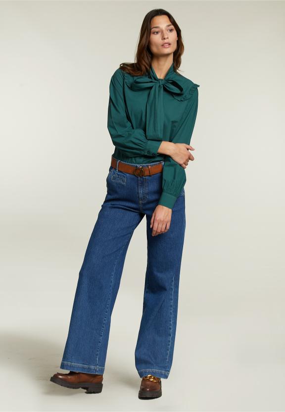 Green Blouse With Bow - Vert
