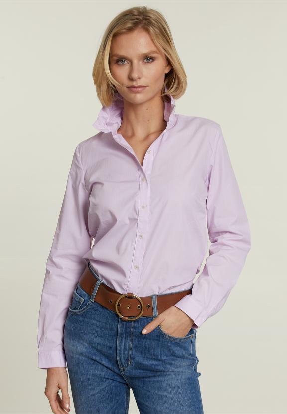 Pink Striped Mock Neck Blouse - Rose