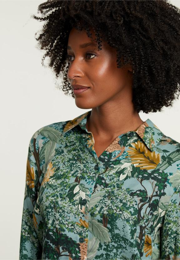 Multi Viscose Blouse With Buttons - Vert