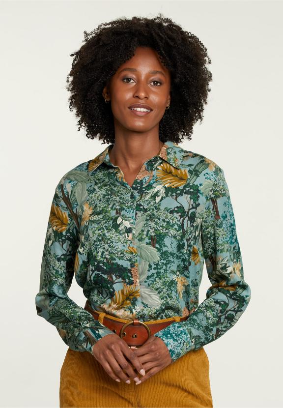 Multi Viscose Blouse With Buttons - Vert