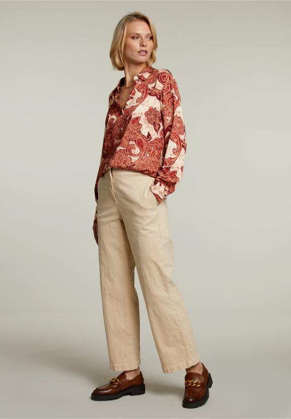 Blouse fantaisie rouge/beige - W