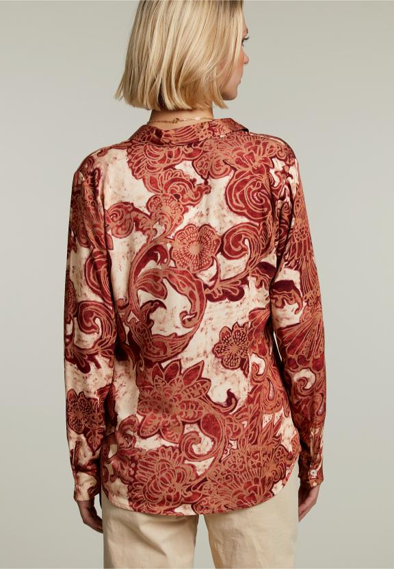 Blouse fantaisie rouge/beige - W