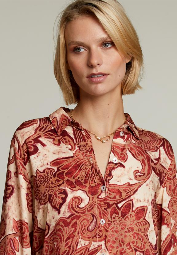 Red/Beige Fantasy Blouse - Rouge