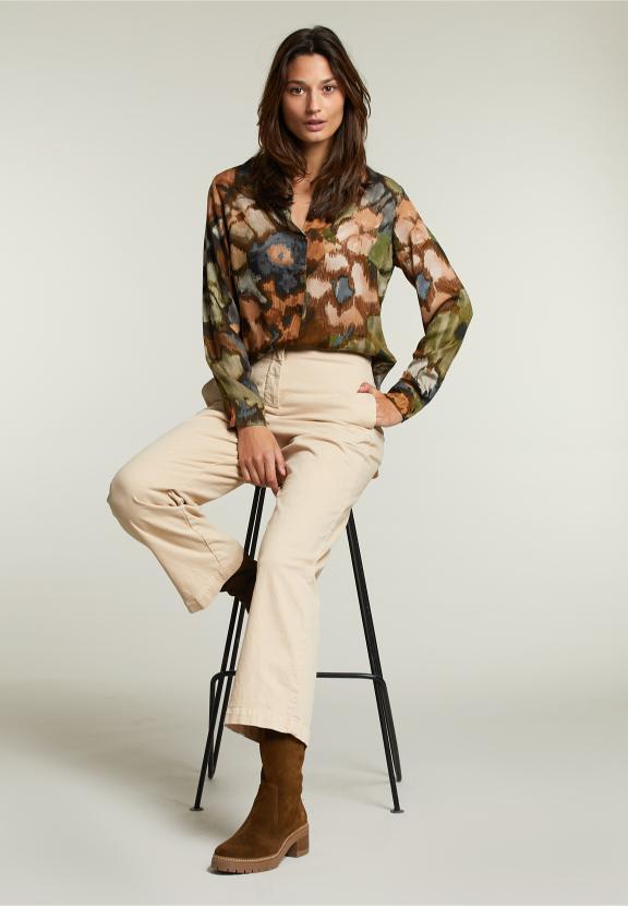 Khaki/Brown Fantasy Blouse With Buttons - Multi