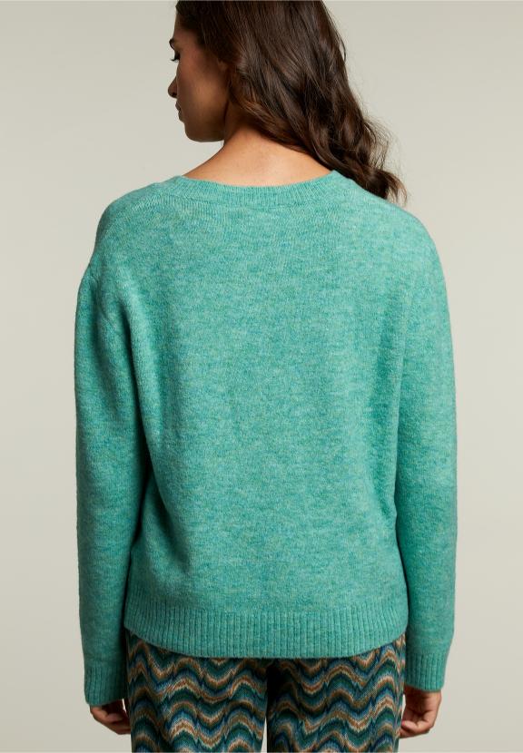 Green Crew Neck Uni Sweater - Vert