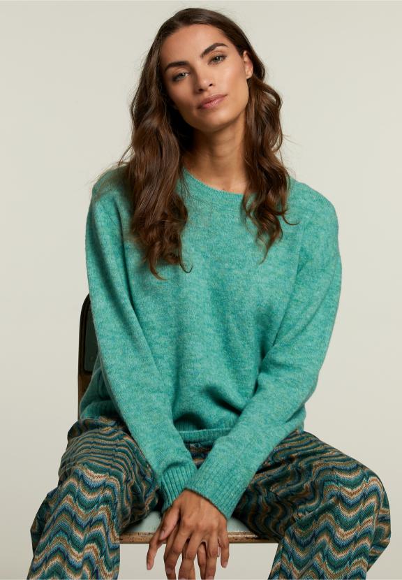 Green Crew Neck Uni Sweater - Vert
