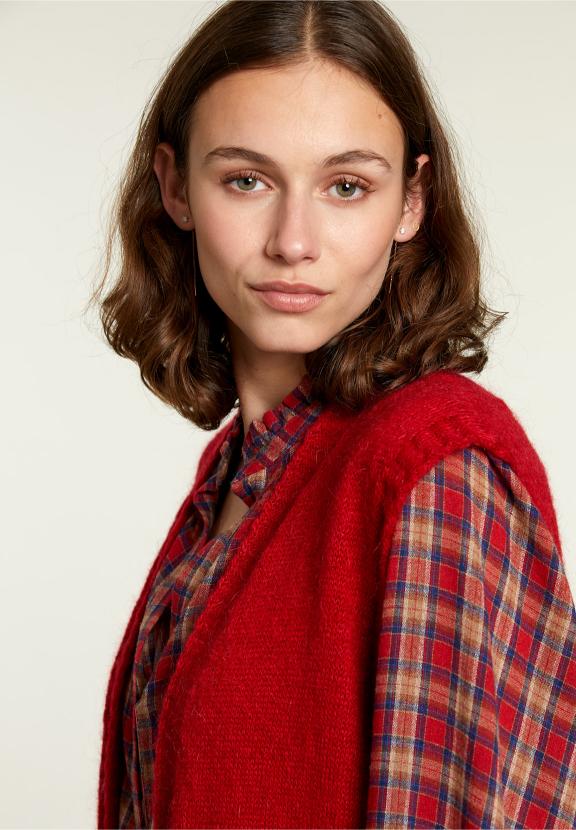 Red Sleeveless Cardigan - Rouge