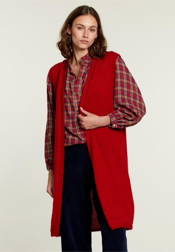 Red Sleeveless Cardigan - Rouge