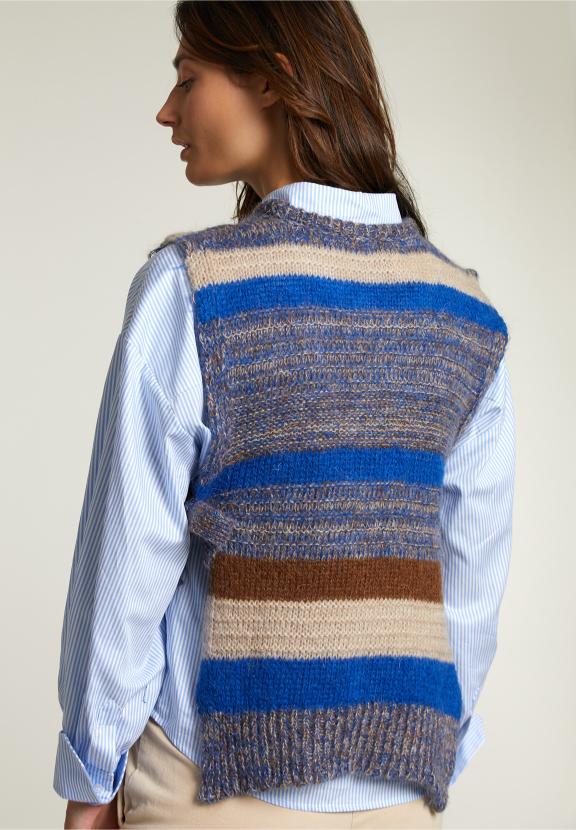 Multi Striped Crew Neck Spencer - Vert