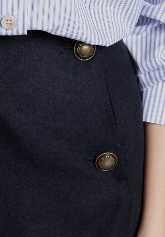 Navy Mini Skirt With Buttons - Bleu