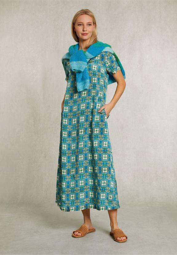 Multi Long Straight Fantasy Dress - Bleu