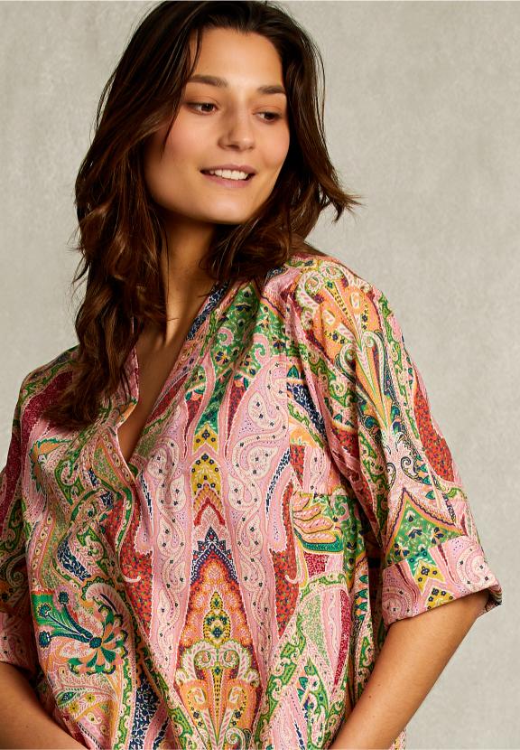 Multi Paisley V-Neck Dress - Multi