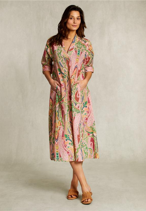 Multi Paisley V-Neck Dress - Multi